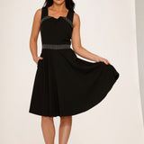 Black with Pin Stripe Detail Swing Dress