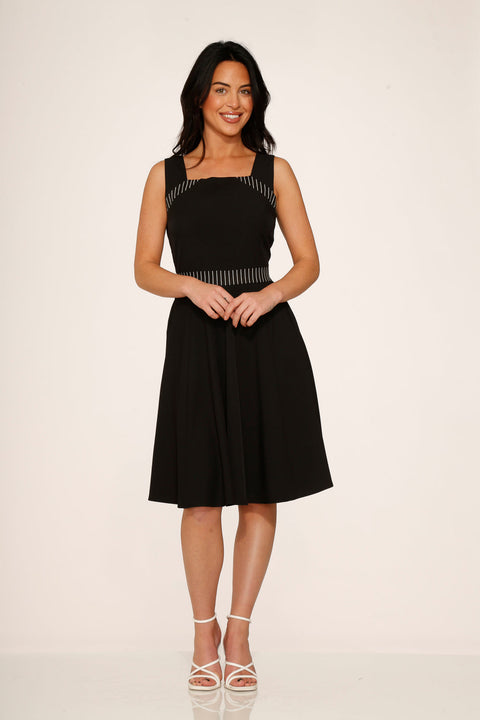 Black with Pin Stripe Detail Swing Dress