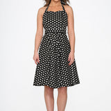 Black & White Polka Dot Halter Swing Dress
