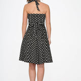 Black & White Polka Dot Halter Swing Dress