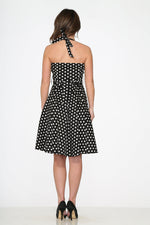 Black & White Polka Dot Halter Swing Dress