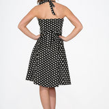 Black & White Polka Dot Halter Swing Dress
