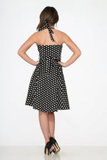 Black & White Polka Dot Halter Swing Dress