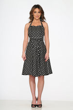 Black & White Polka Dot Halter Swing Dress