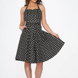 Black & White Polka Dot Halter Swing Dress