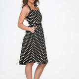 Black & White Polka Dot Halter Swing Dress