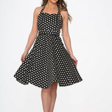 Black & White Polka Dot Halter Swing Dress