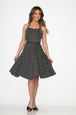 Black & White Polka Dot Halter Swing Dress