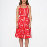 Red & White Polka Dot Halter Dress