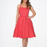 Red & White Polka Dot Halter Dress