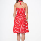 Red & White Polka Dot Halter Dress