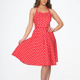 Red & White Polka Dot Halter Dress