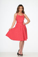 23231 Red White Polka Dot Halter Dress