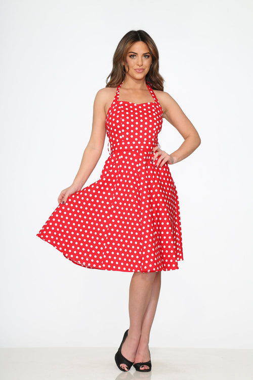 Red Polka Dot Halter Dress