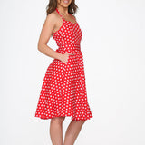 Red & White Polka Dot Halter Dress