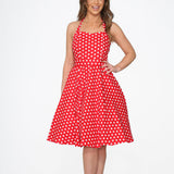 Red & White Polka Dot Halter Dress