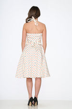White Candy Dot Halter Swing Dress