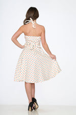 White Candy Dot Halter Swing Dress