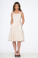 White Candy Dot Halter Swing Dress