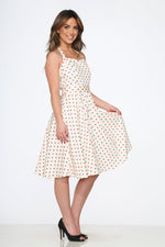 White Candy Dot Halter Swing Dress