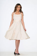 White Candy Dot Halter Swing Dress