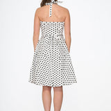 White & Black Polka Dot Halter Dress
