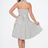 White & Black Polka Dot Halter Dress
