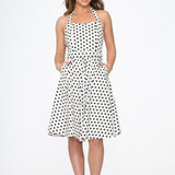 White & Black Polka Dot Halter Dress