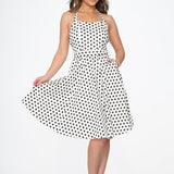 White & Black Polka Dot Halter Dress