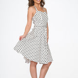 White & Black Polka Dot Halter Dress