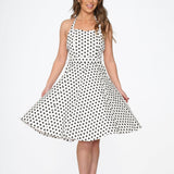 White & Black Polka Dot Halter Dress