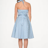 Light Blue & White Polka Dot Swing Dress