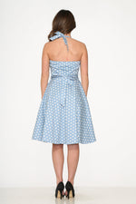 23235 Light Blue White Polka Dot Swing Dress
