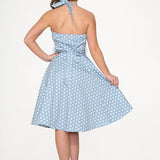 Light Blue & White Polka Dot Swing Dress