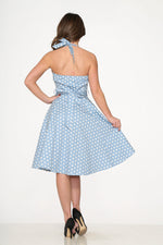 23235 Light Blue White Polka Dot Swing Dress