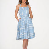 Light Blue & White Polka Dot Swing Dress