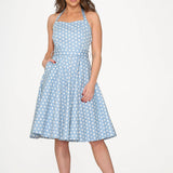 Light Blue & White Polka Dot Swing Dress