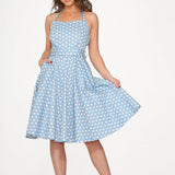 Light Blue & White Polka Dot Swing Dress