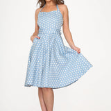Light Blue & White Polka Dot Swing Dress