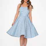 Light Blue & White Polka Dot Swing Dress