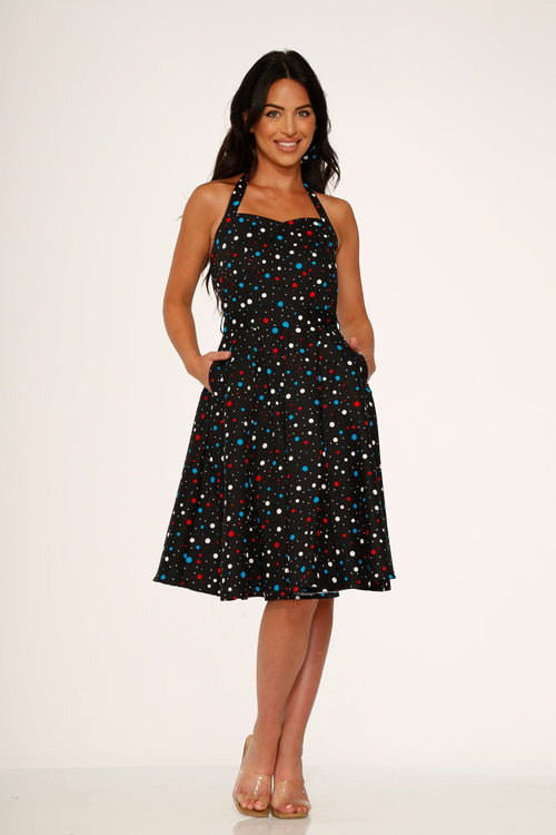 Black Candy Halter Swing Dress