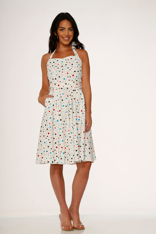 White Candy Halter Swing Dress