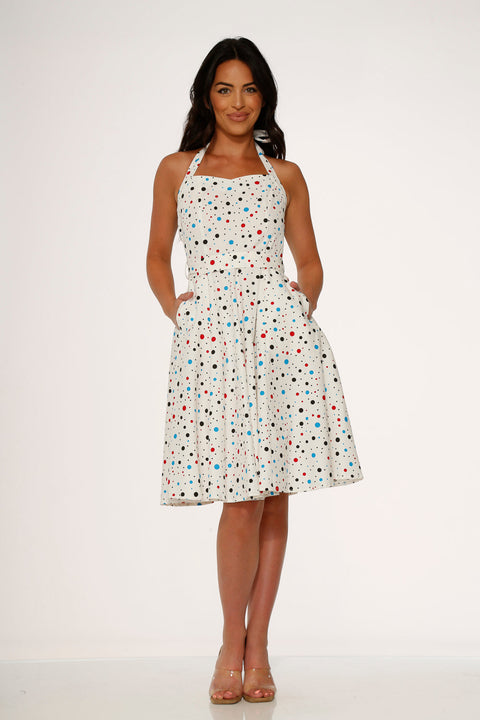White Candy Halter Swing Dress
