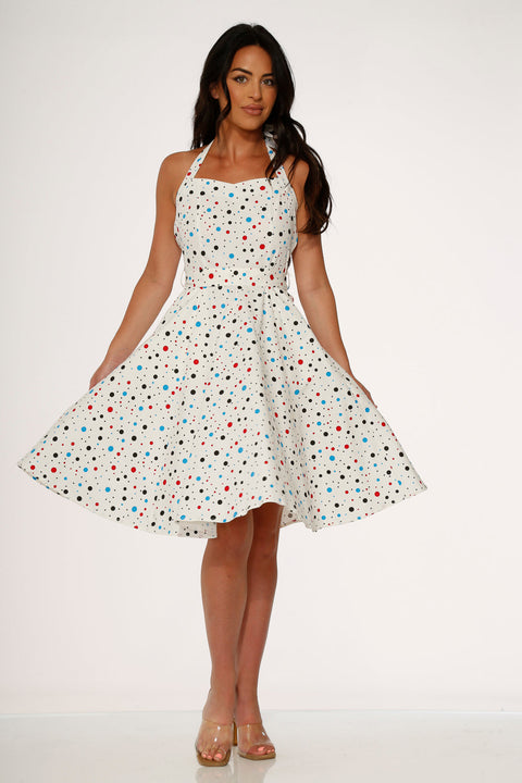 White Candy Halter Swing Dress
