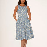 Blue Daisy Floral Swing Dress