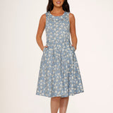 Blue Daisy Floral Swing Dress