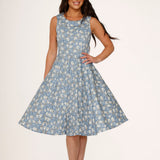 Blue Daisy Floral Swing Dress