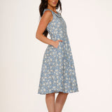 Blue Daisy Floral Swing Dress