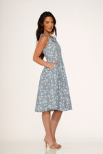 Blue Daisy Floral Swing Dress
