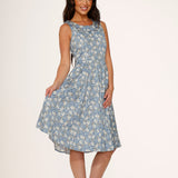 Blue Daisy Floral Swing Dress